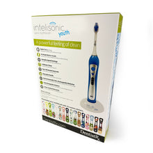 Load image into Gallery viewer, Back of the box Intelisonic Youth Sonic Toothbrush